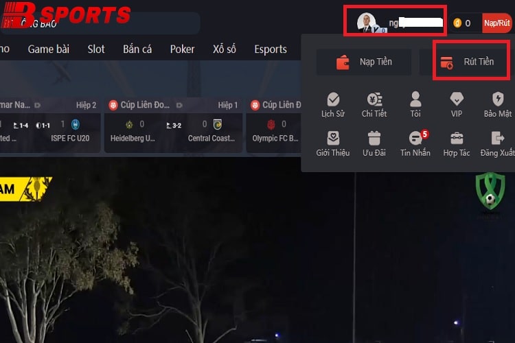 Chọn tính năng Rút tiền 