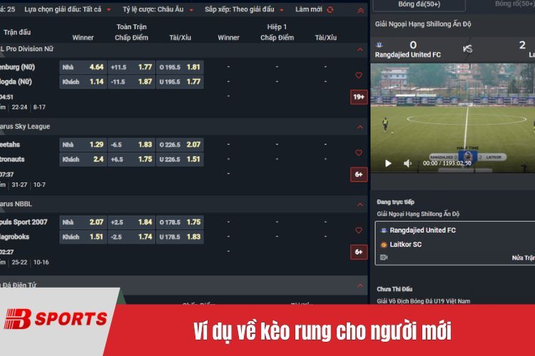 Ví dụ về kèo rung cho người mới